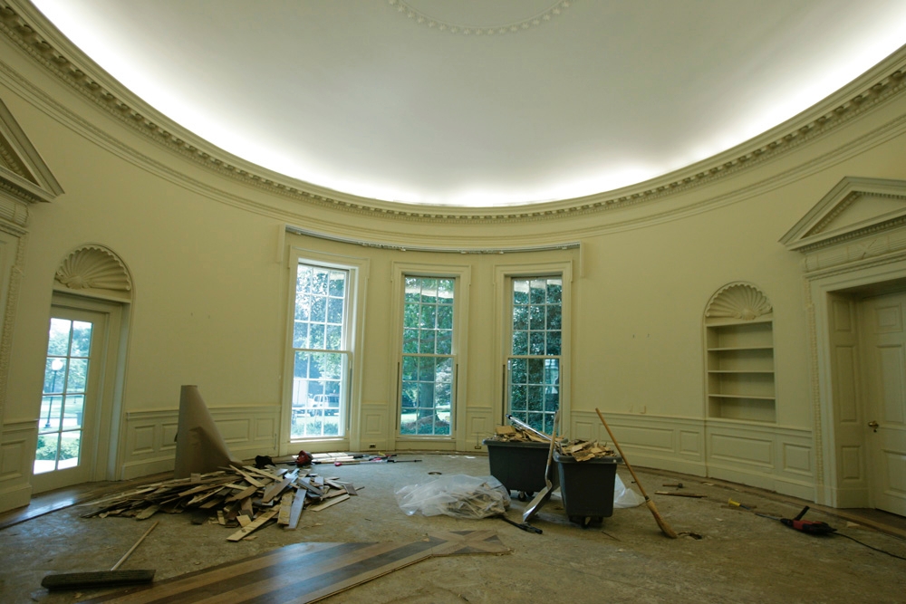 Oval Office during renovations in 2005