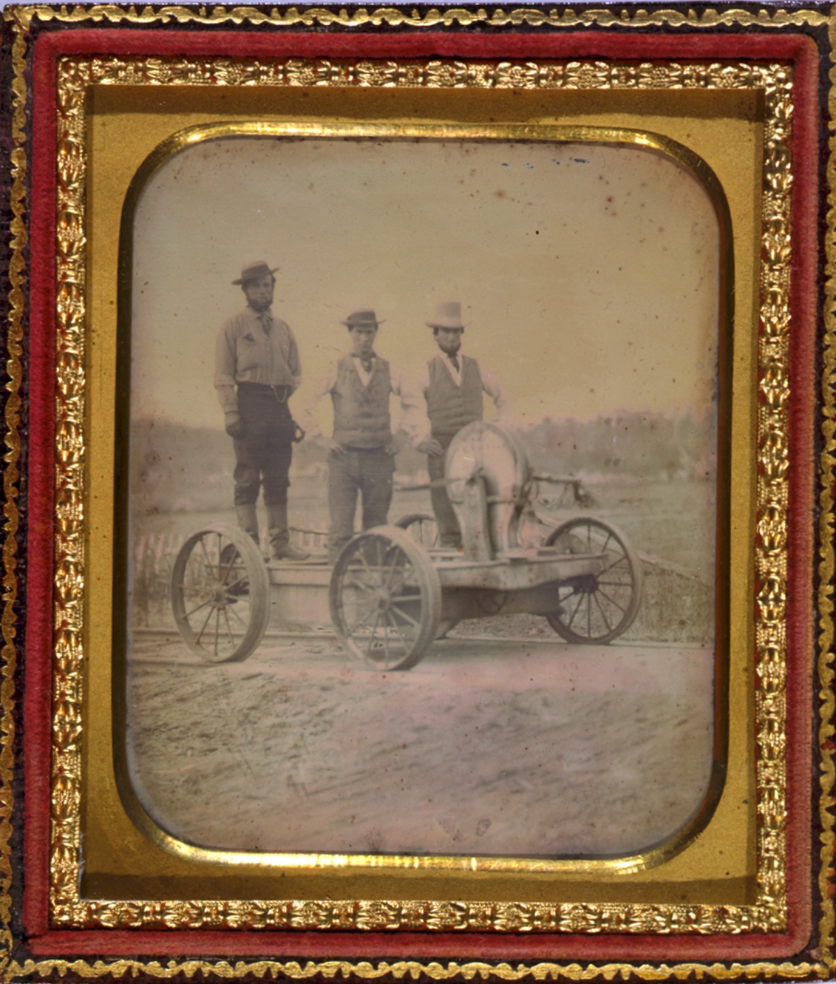 rail workers on hand pump car
