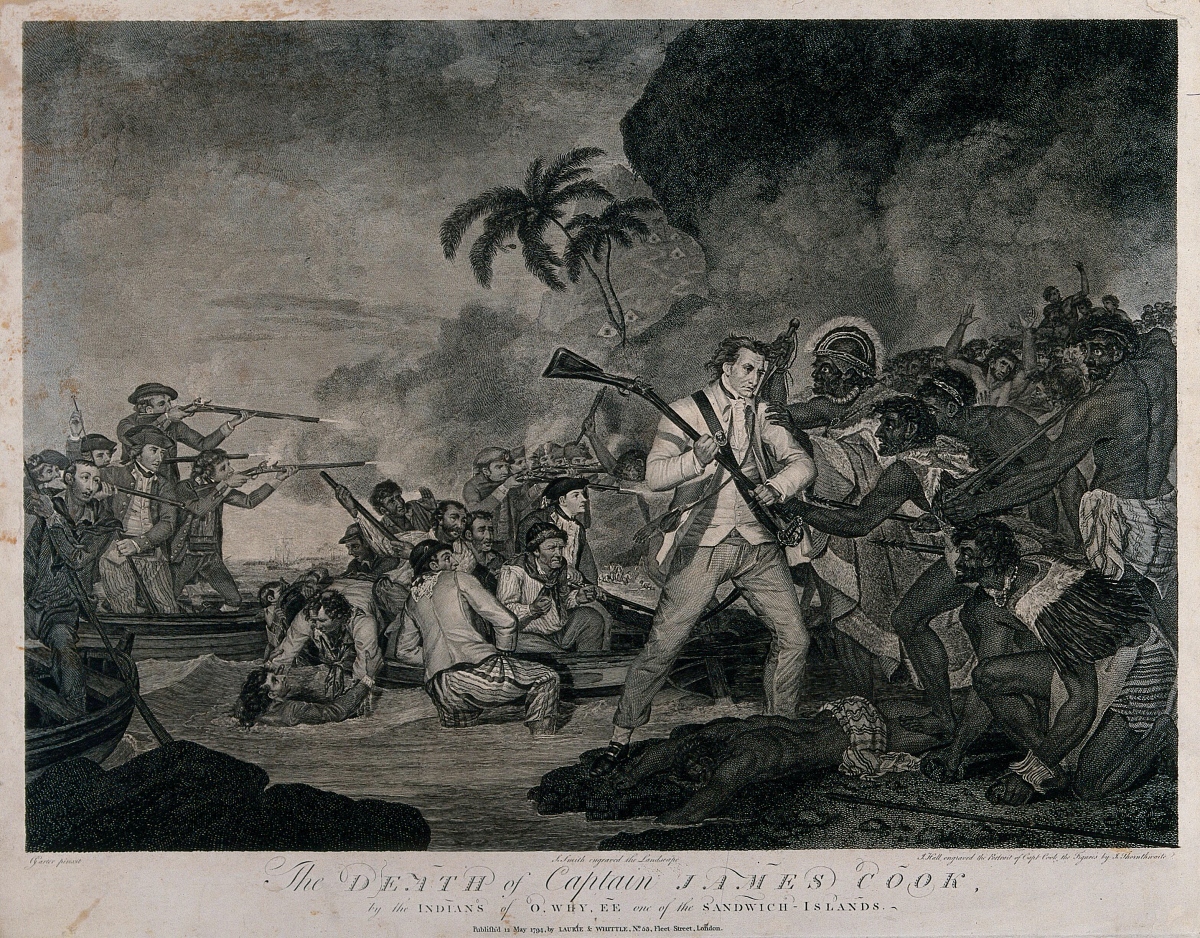 Captain Cook attacking Hawaiians 1776