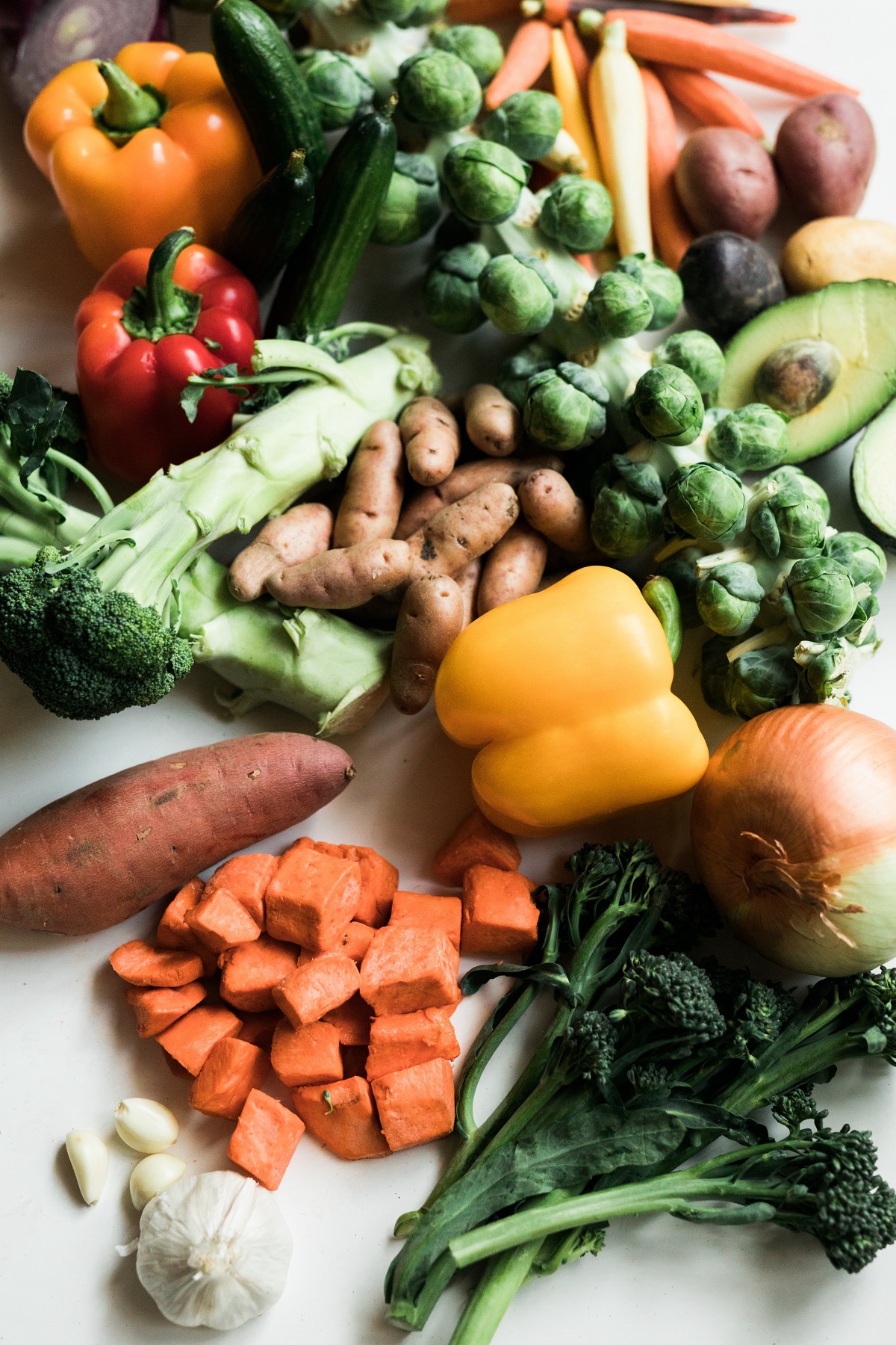 variety of vegetables on a white background