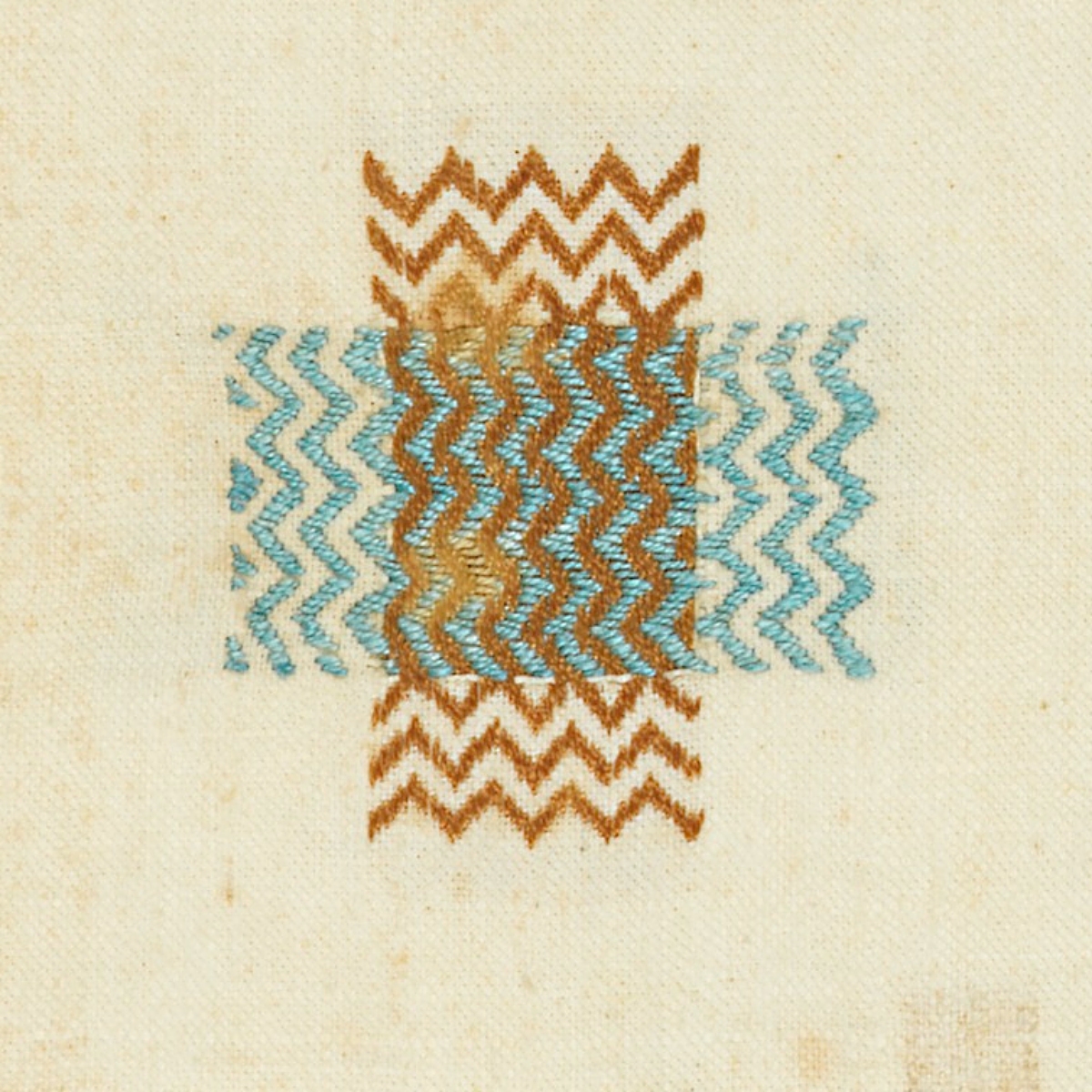 detail of an 1836 darning sampler