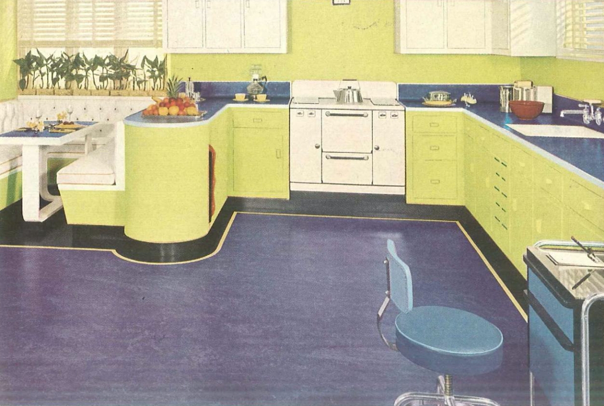 colorful 1940s kitchen from a catalog