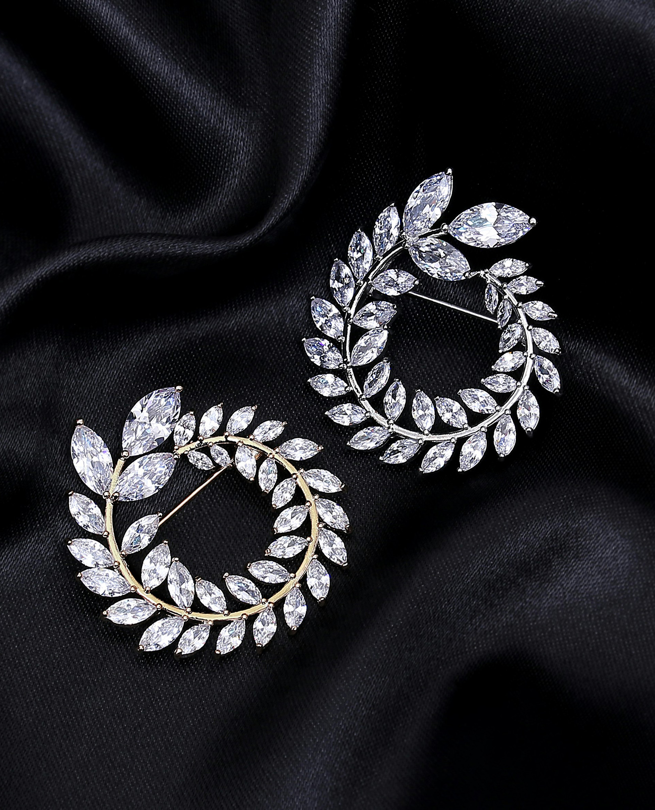 diamond laurel earrings