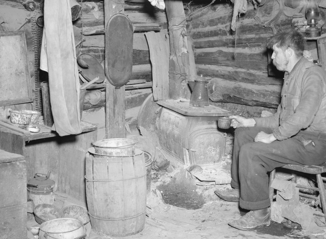 Buckboard Charlie at Cabin Stove