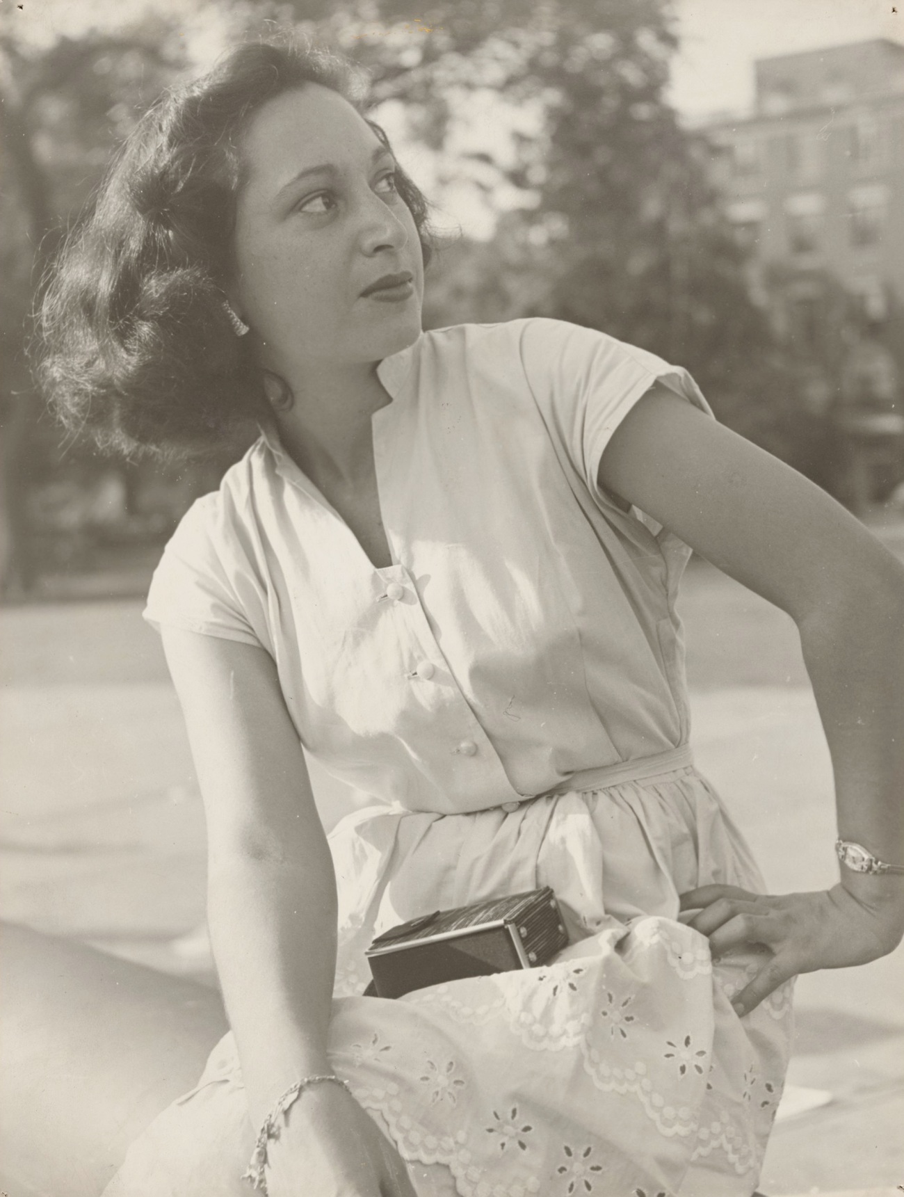 NYC Woman in White Clothing 1950