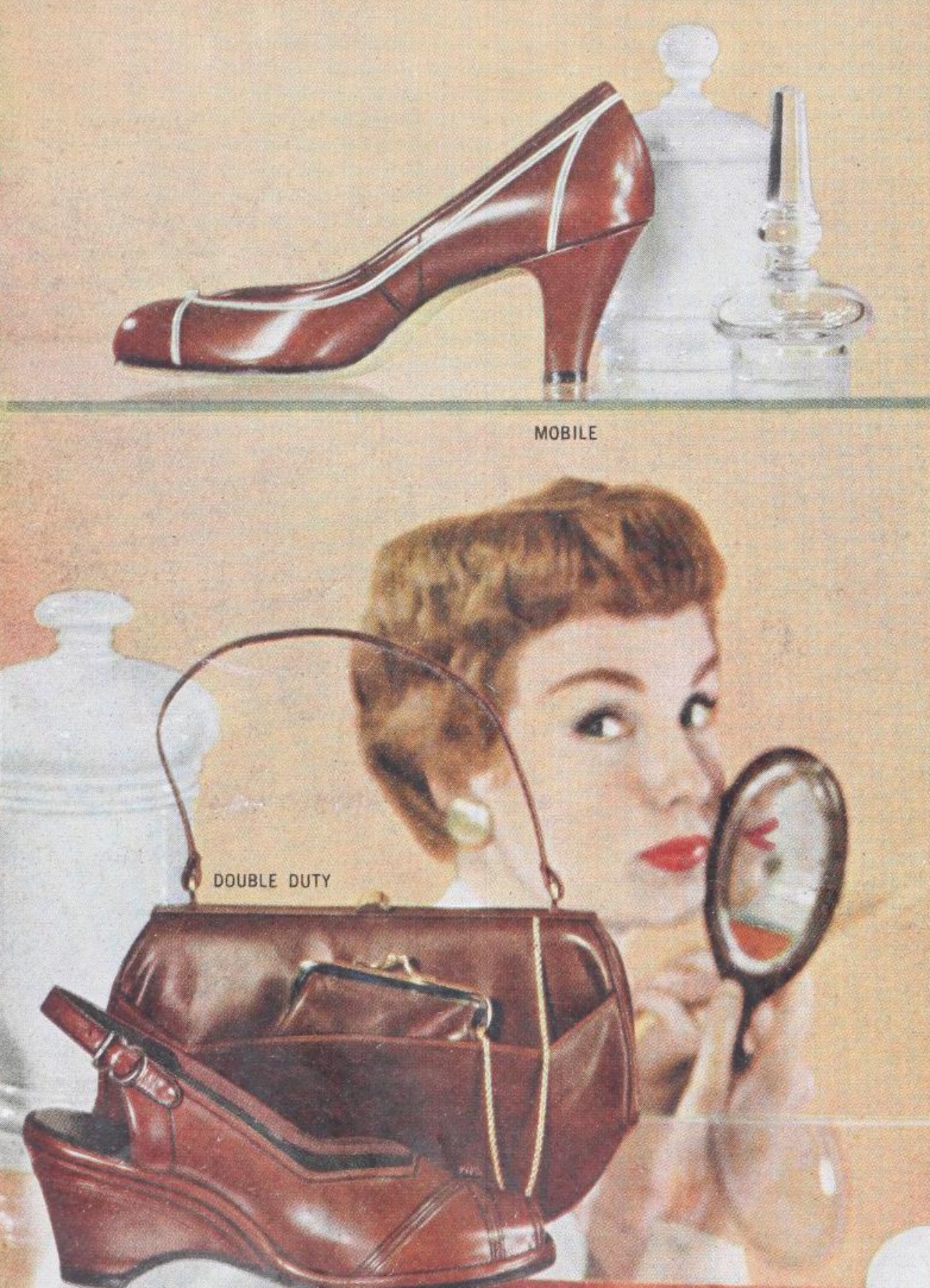 Matched Shoes and Bag 1950s Ad