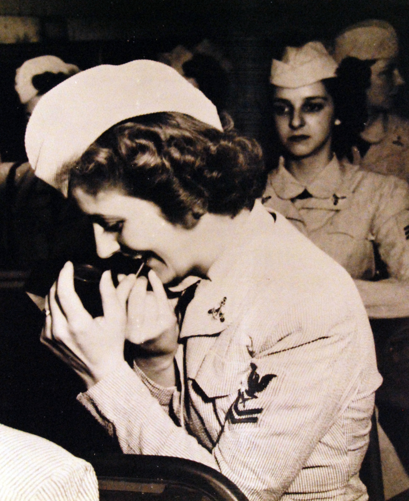 Naval Crew woman Applying Lipstick 1940s