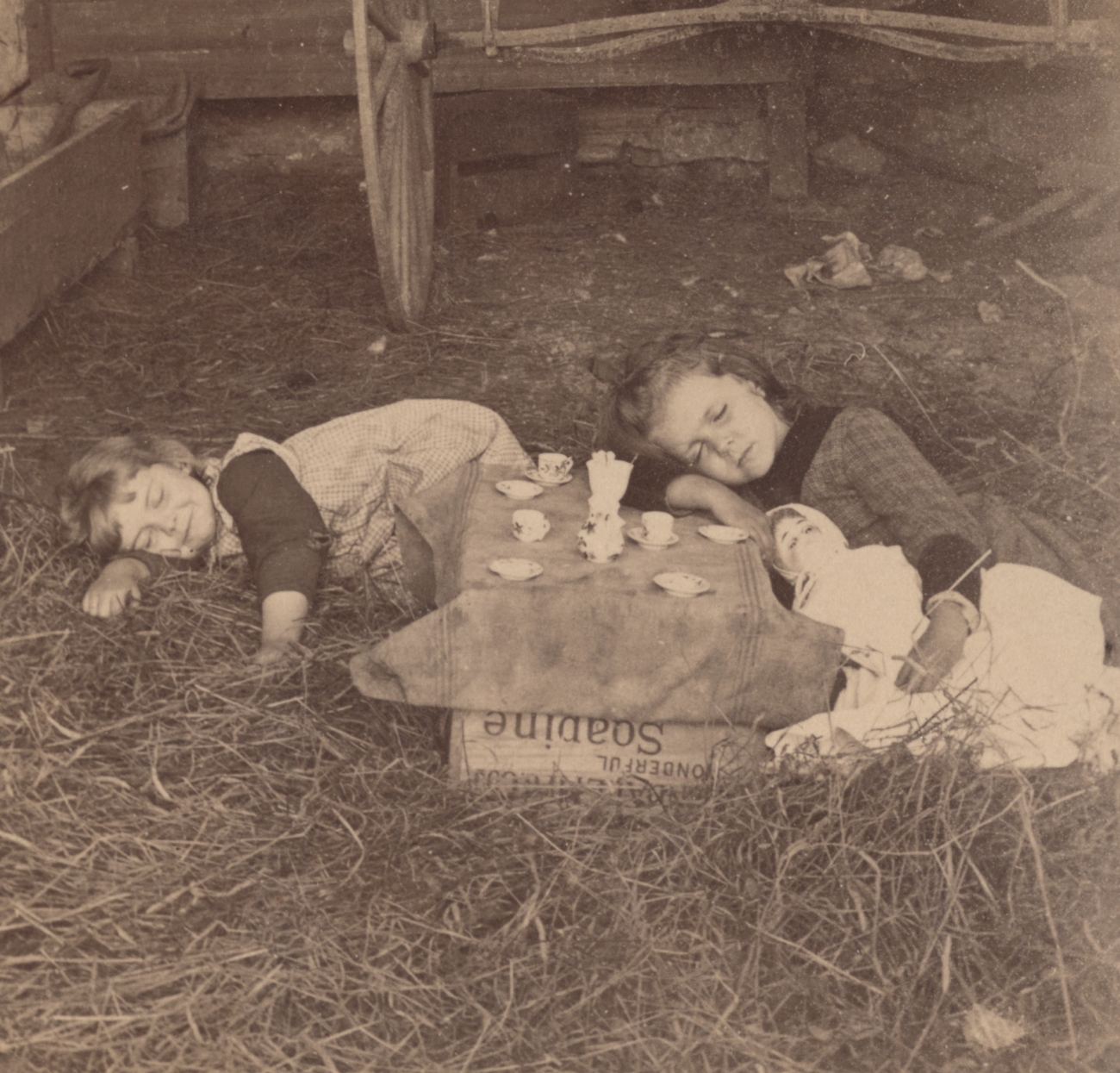 Two Girls Napping After Tea Party 1891