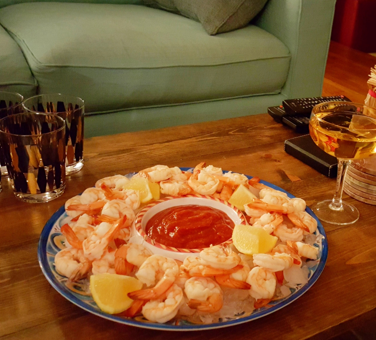 Shrimp Cocktail on Coffee Table