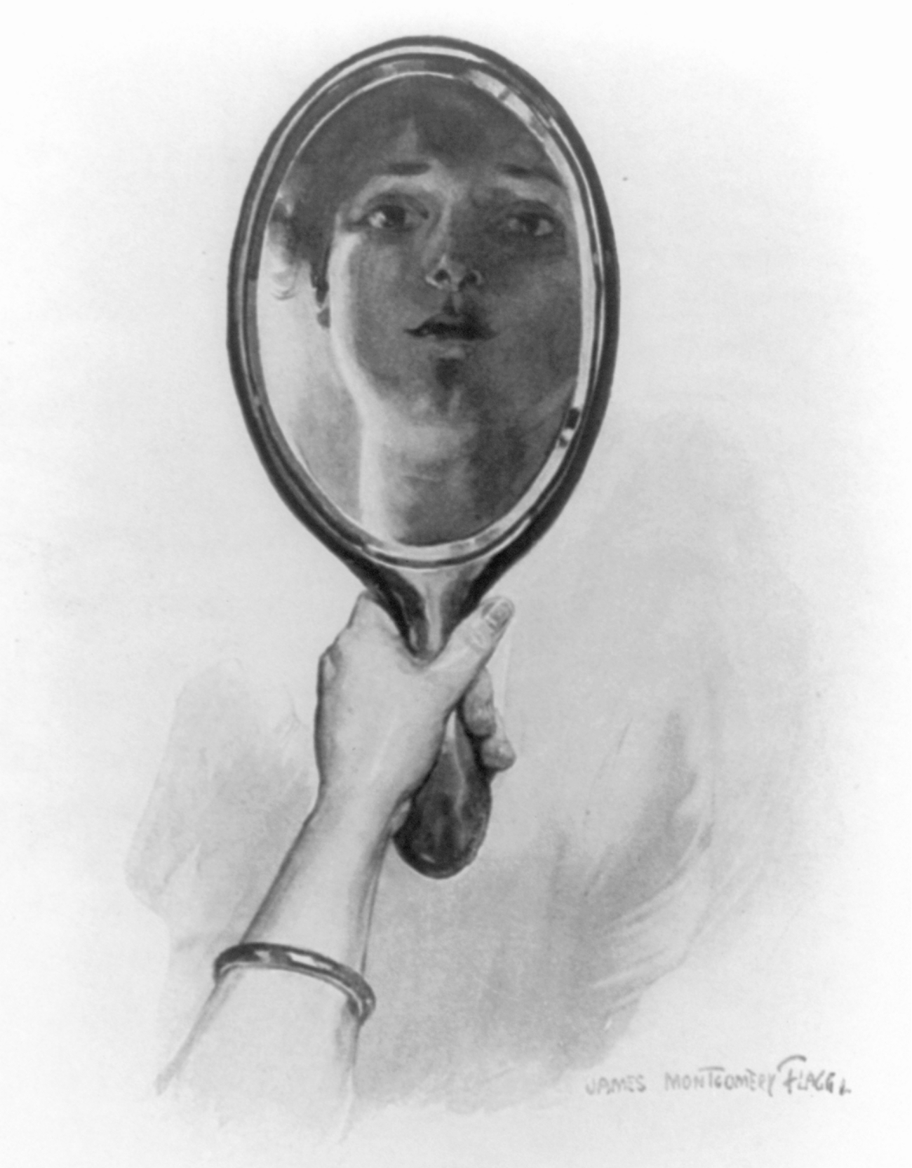 Gibson Girl Looking into a Hand Mirror