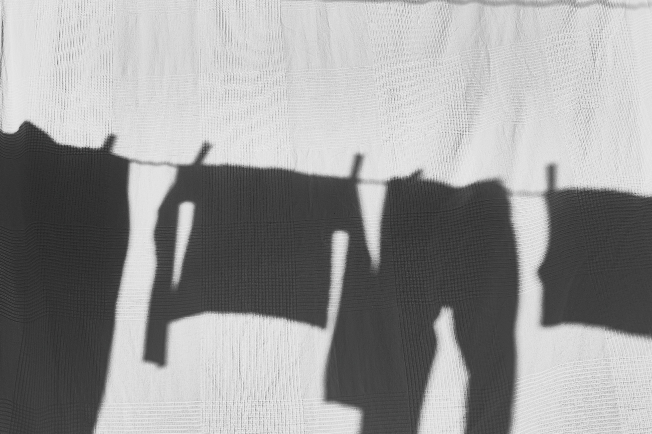 Shadows of Laundry Hanging on Line