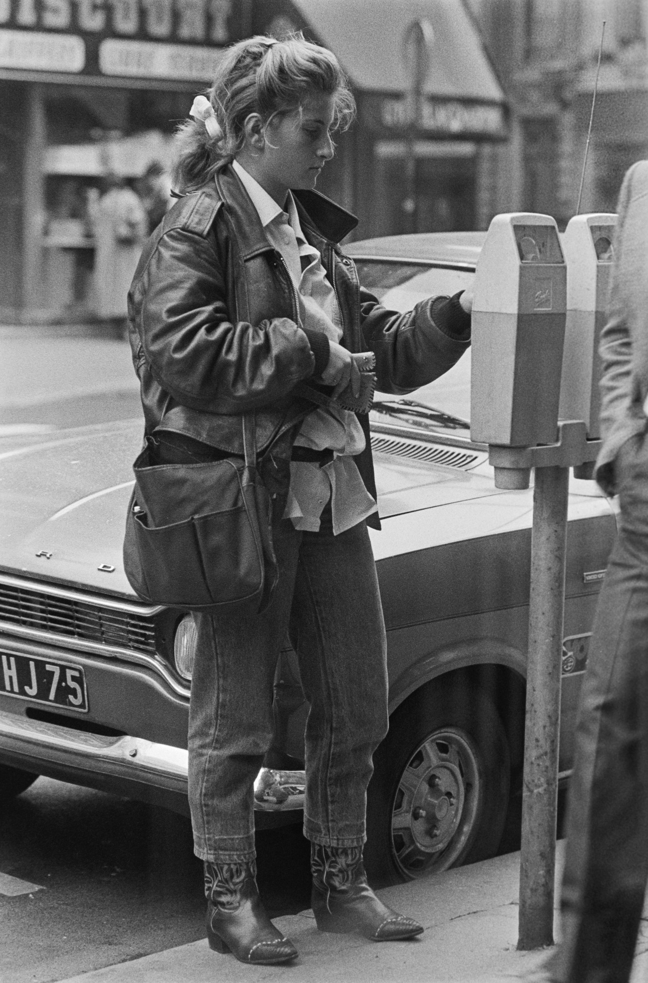 Woman Paying Parking Meter 1982
