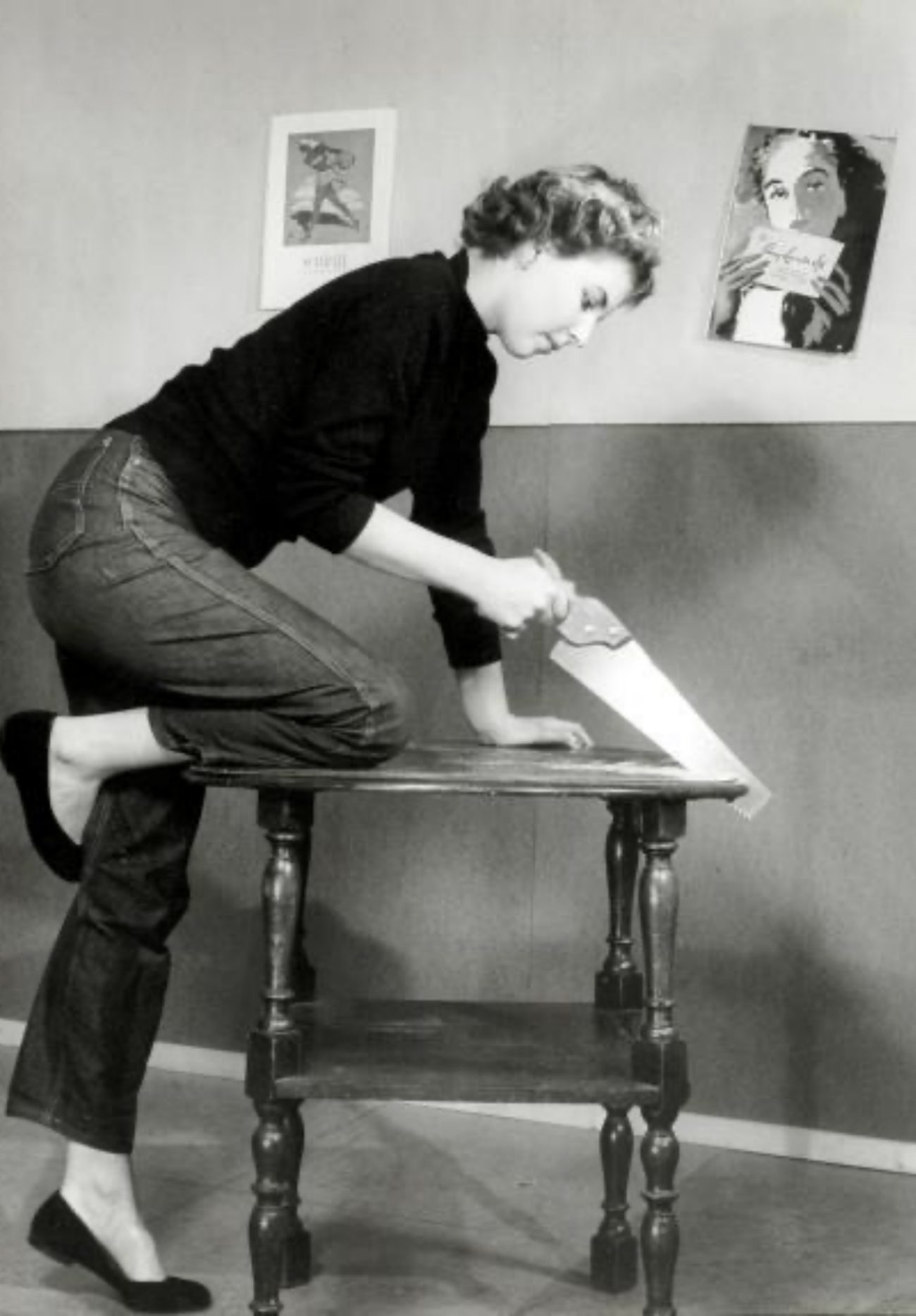 Woman Using Saw 1950s