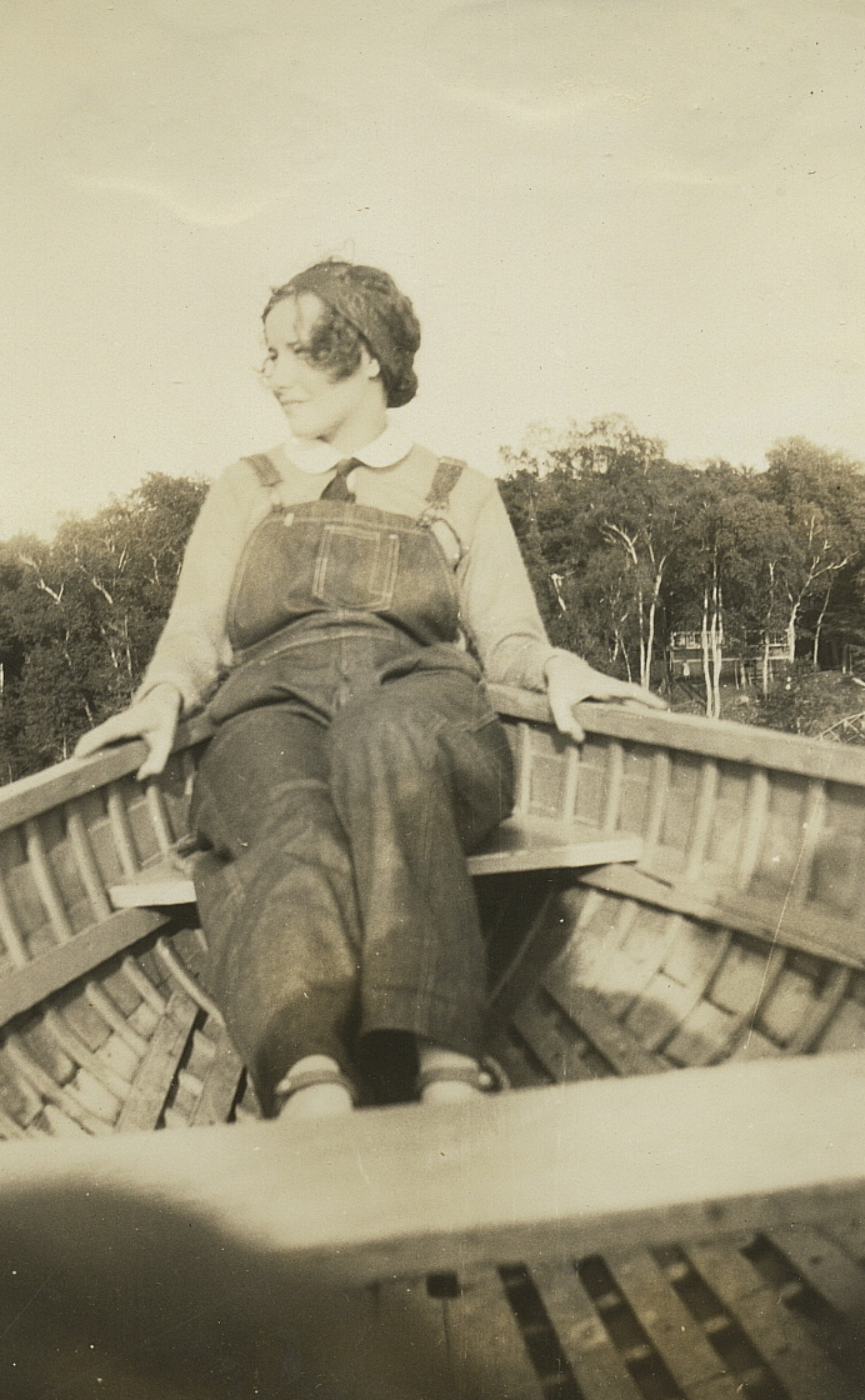1920s Woman in Denim Overalls