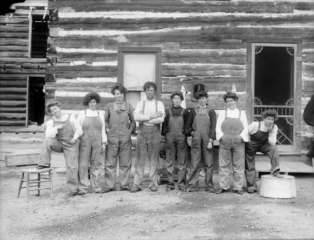 1902 Family of Women in Overalls
