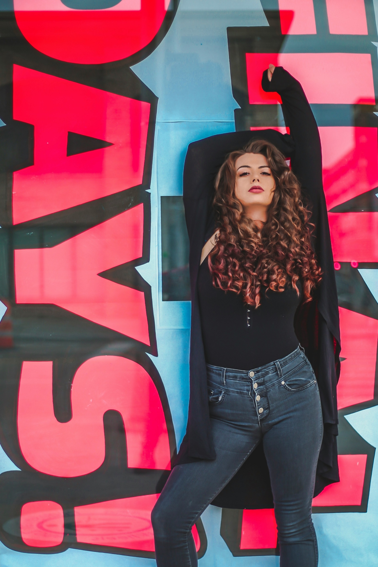 Woman Wearing High Waist Jeans