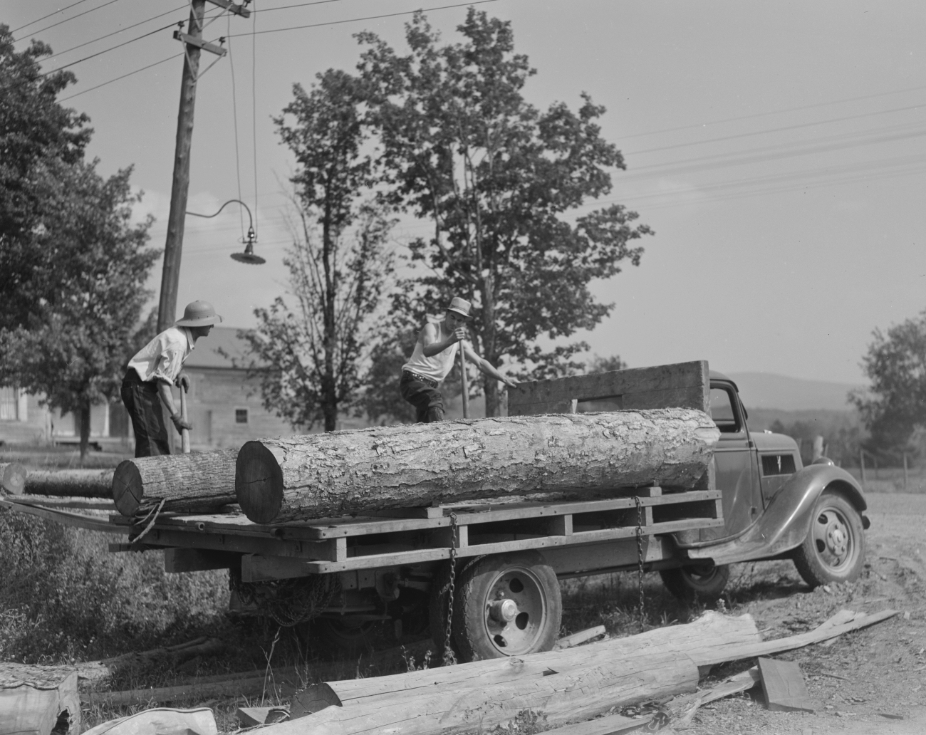 1930s Loggers Loading Lumber onto Truck