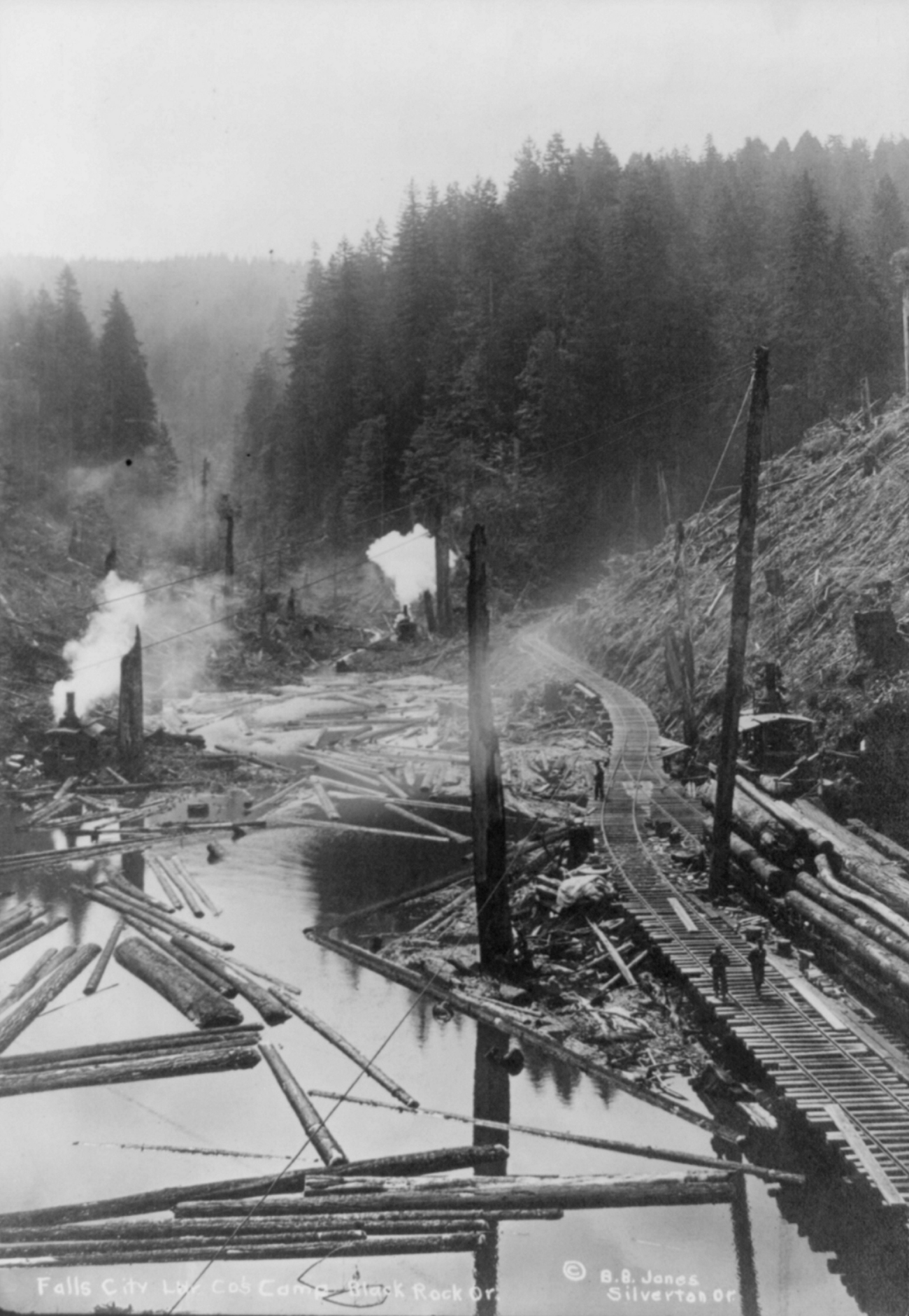 Oregon Lumber Camp on River