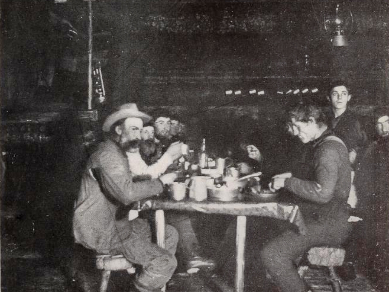 Logger Men Eating a Meal in the Camp Circa 1900