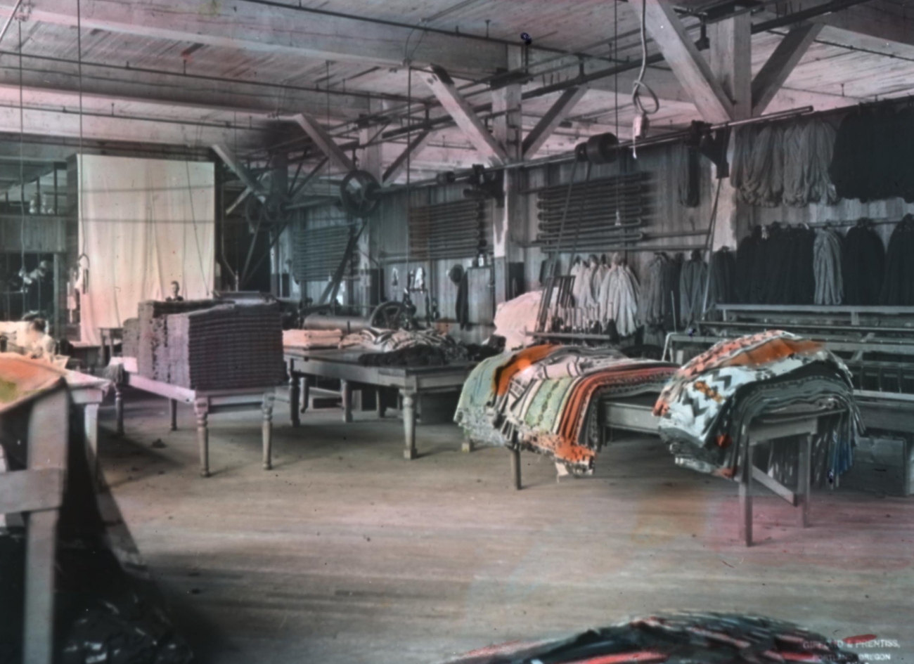 Colorized Photo of 1920s Pendleton Work Room