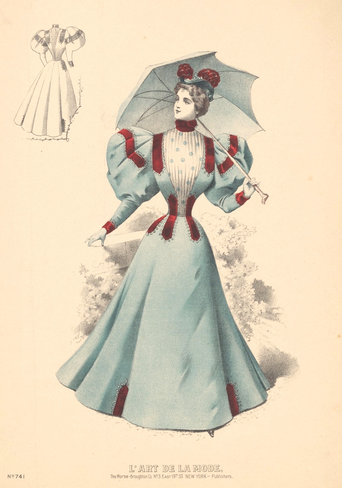 Fashion Plate of a woman Wearing Leg o Mutton Sleeves