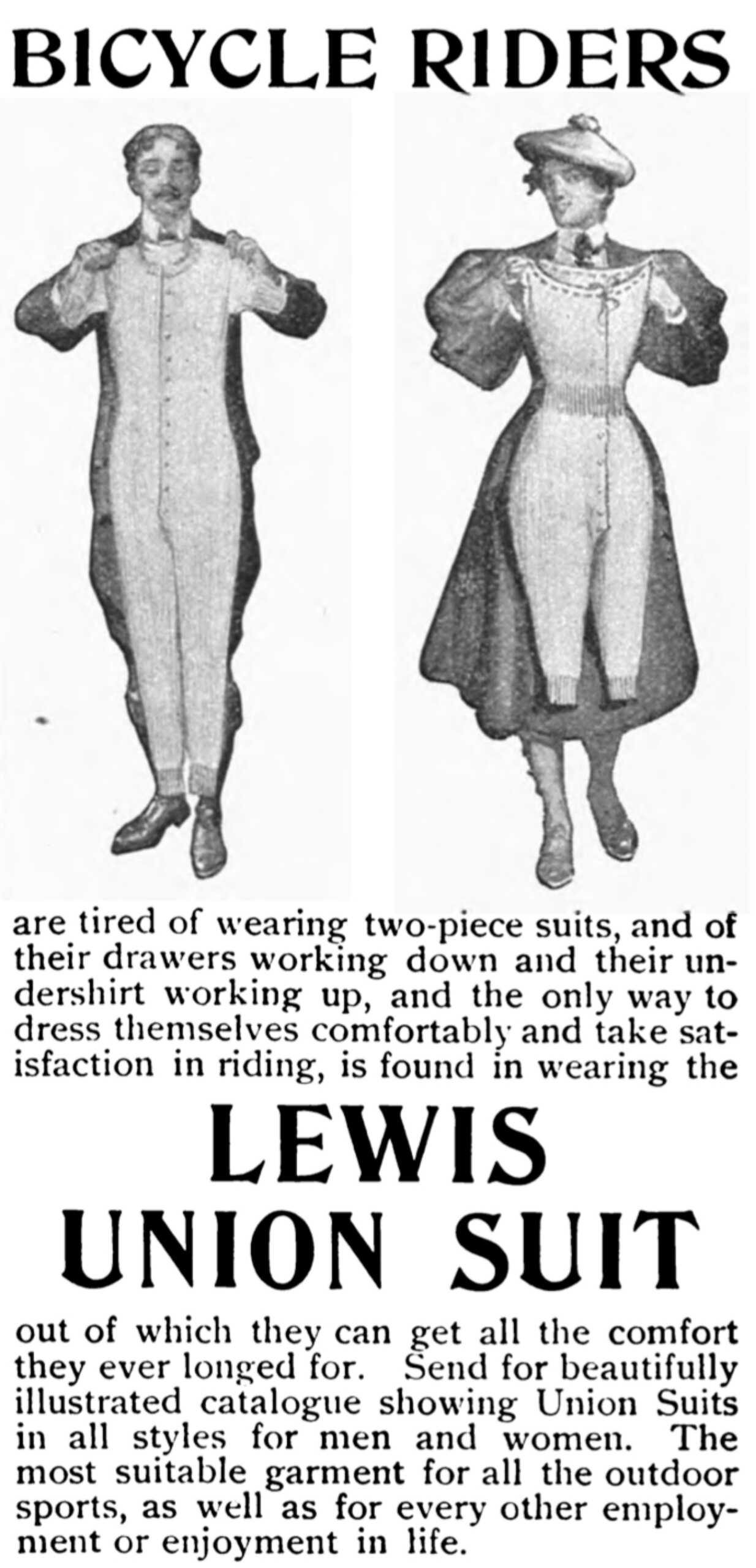 Union Suit for Cyclists Advertisement