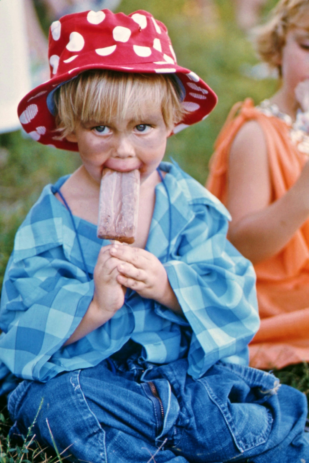 Kid Eating Ice Cream Bar 1974