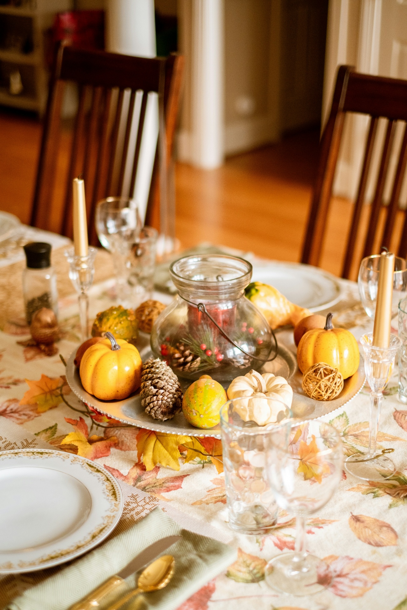 Table Set with Centerpiece and Candles