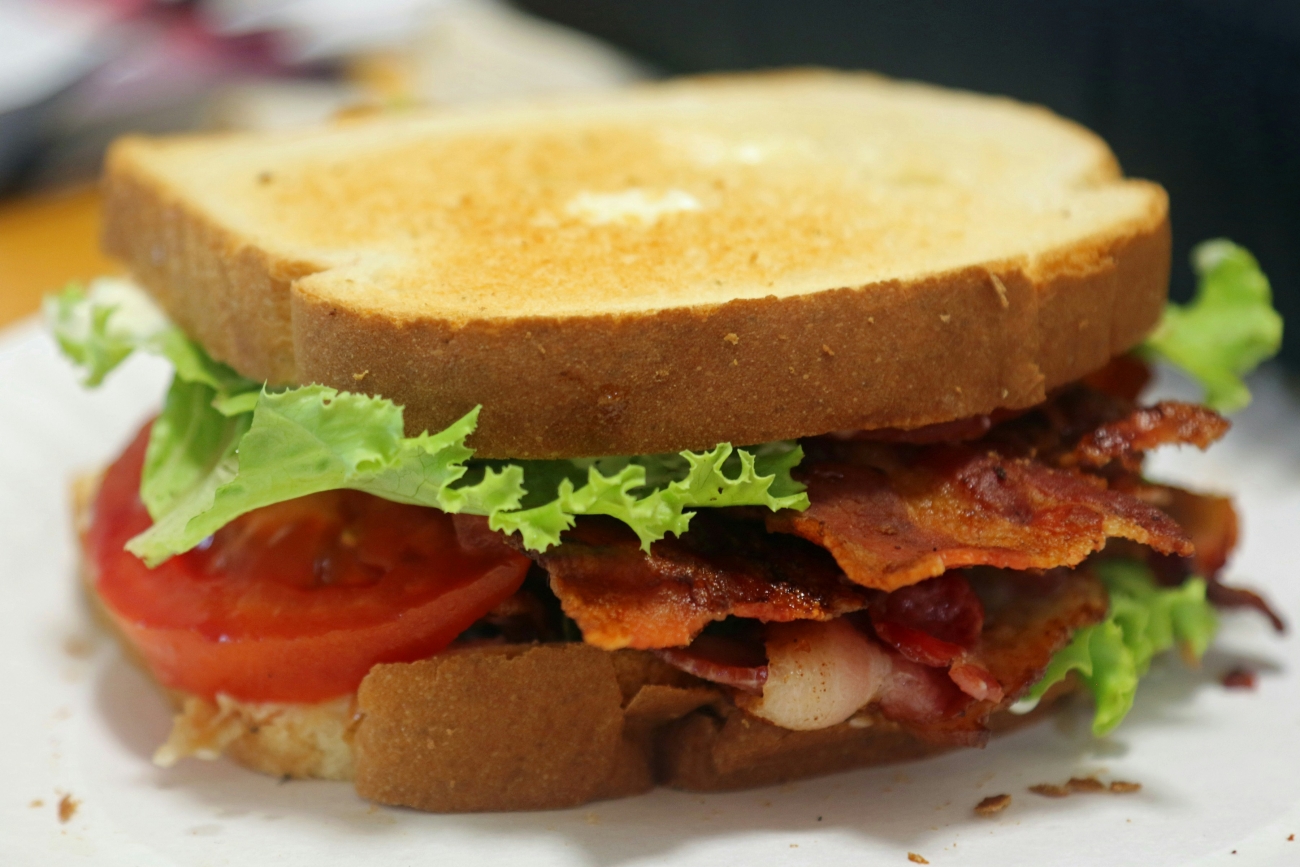 BLT Sandwich on White Plate