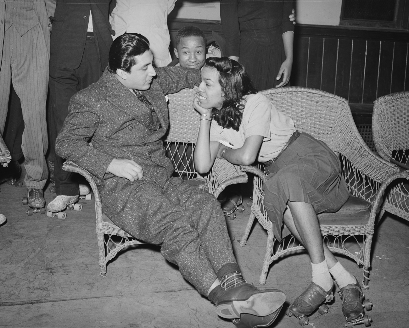 Couple at Roller Rink 1940s