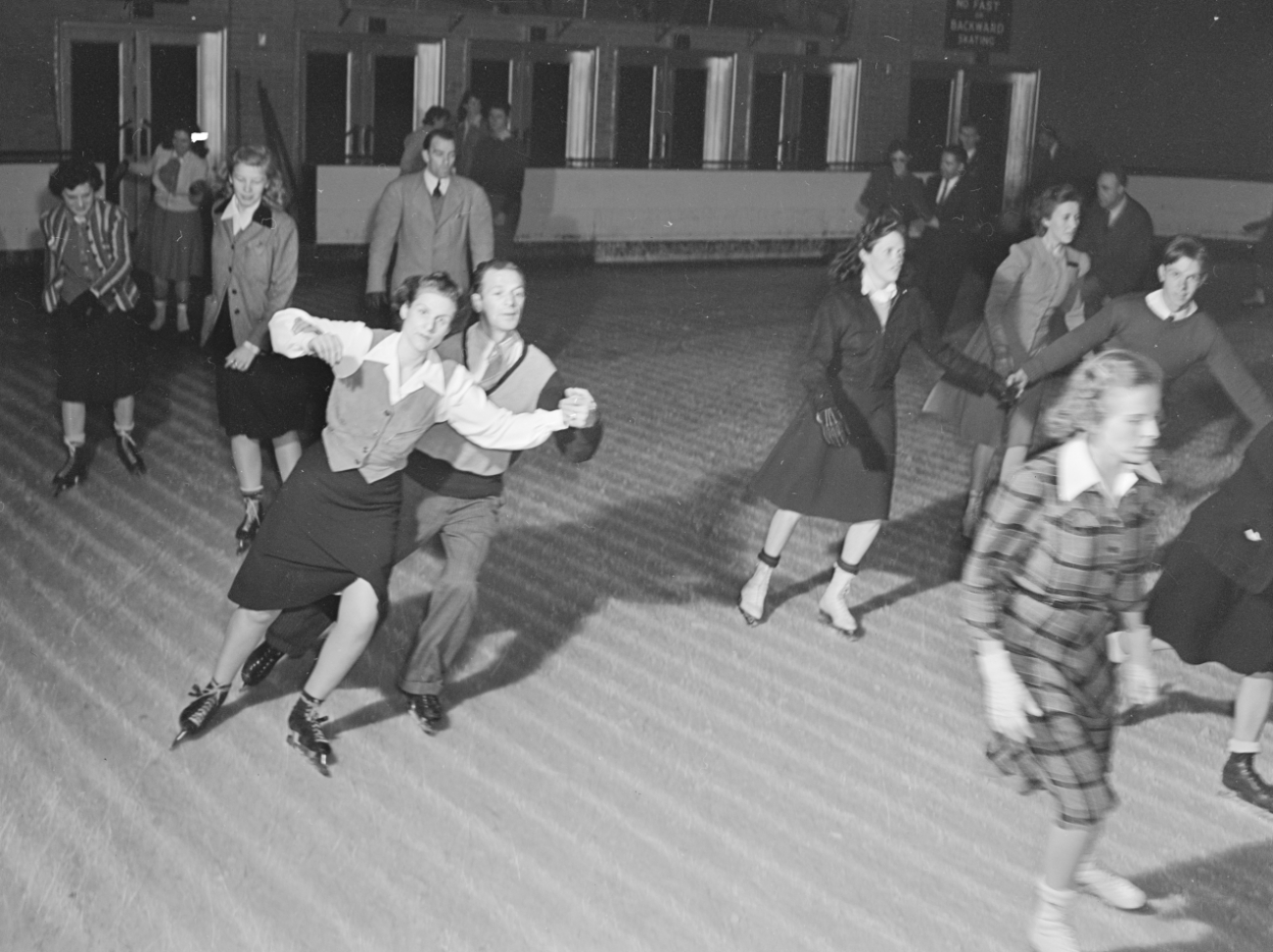 Couple Ice skating 1940s