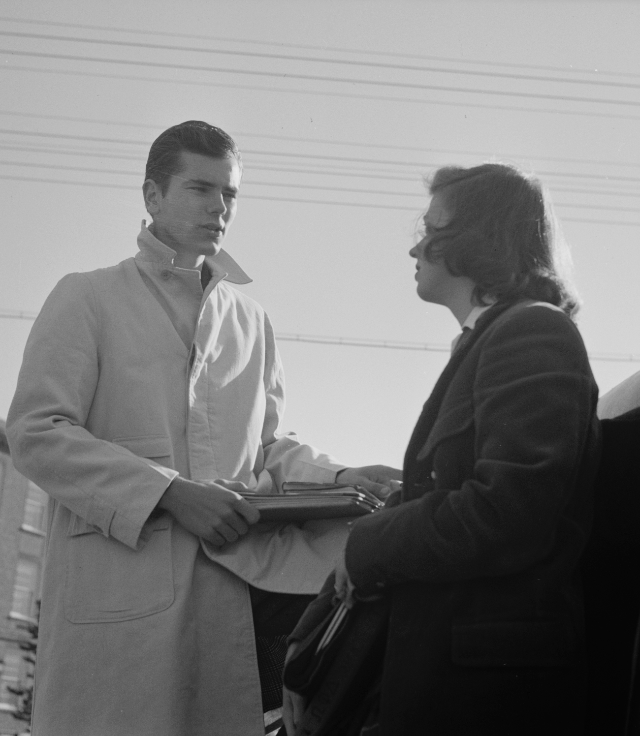 High School Boy and Girl Talking 1940s