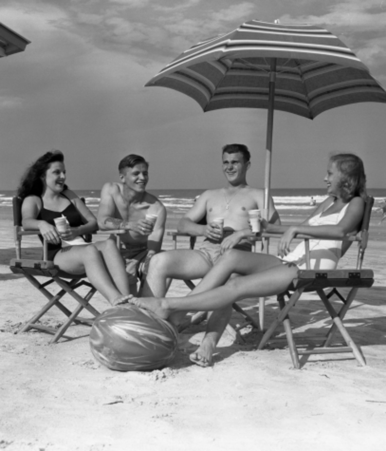 2 Couples on Beach 1940s