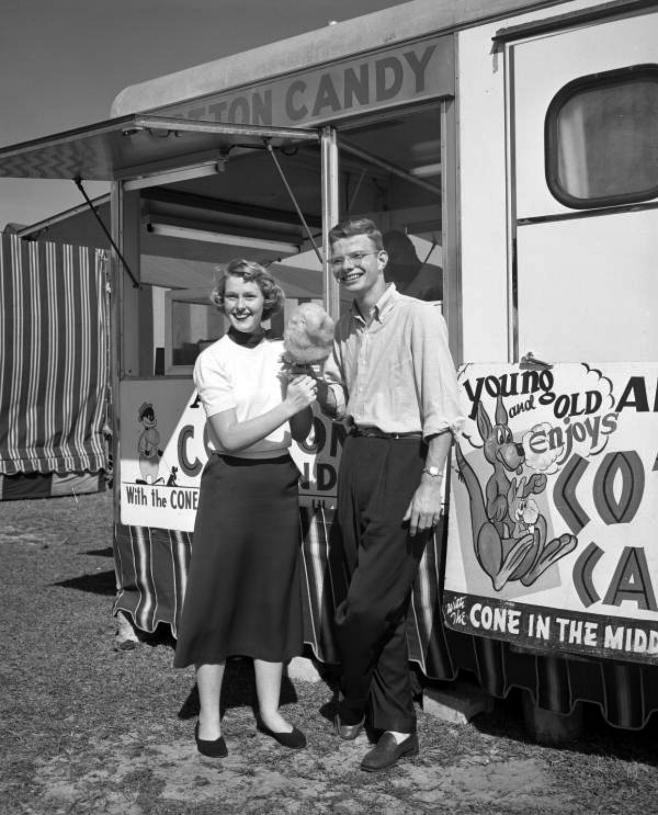Two People Both Holding One Cotton Candy 1952