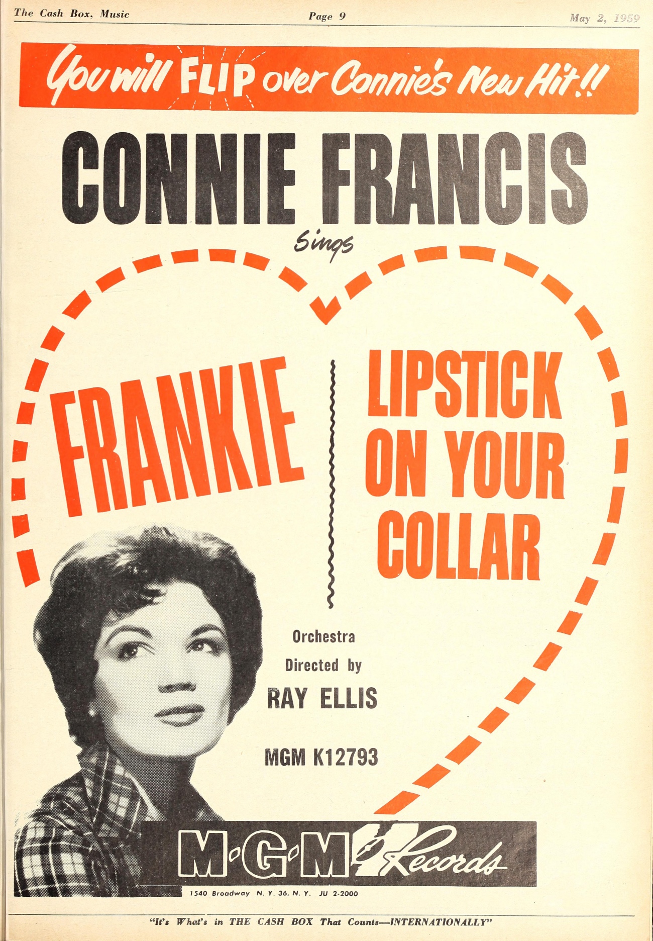Cash Box Magazine Connie Francis Ad