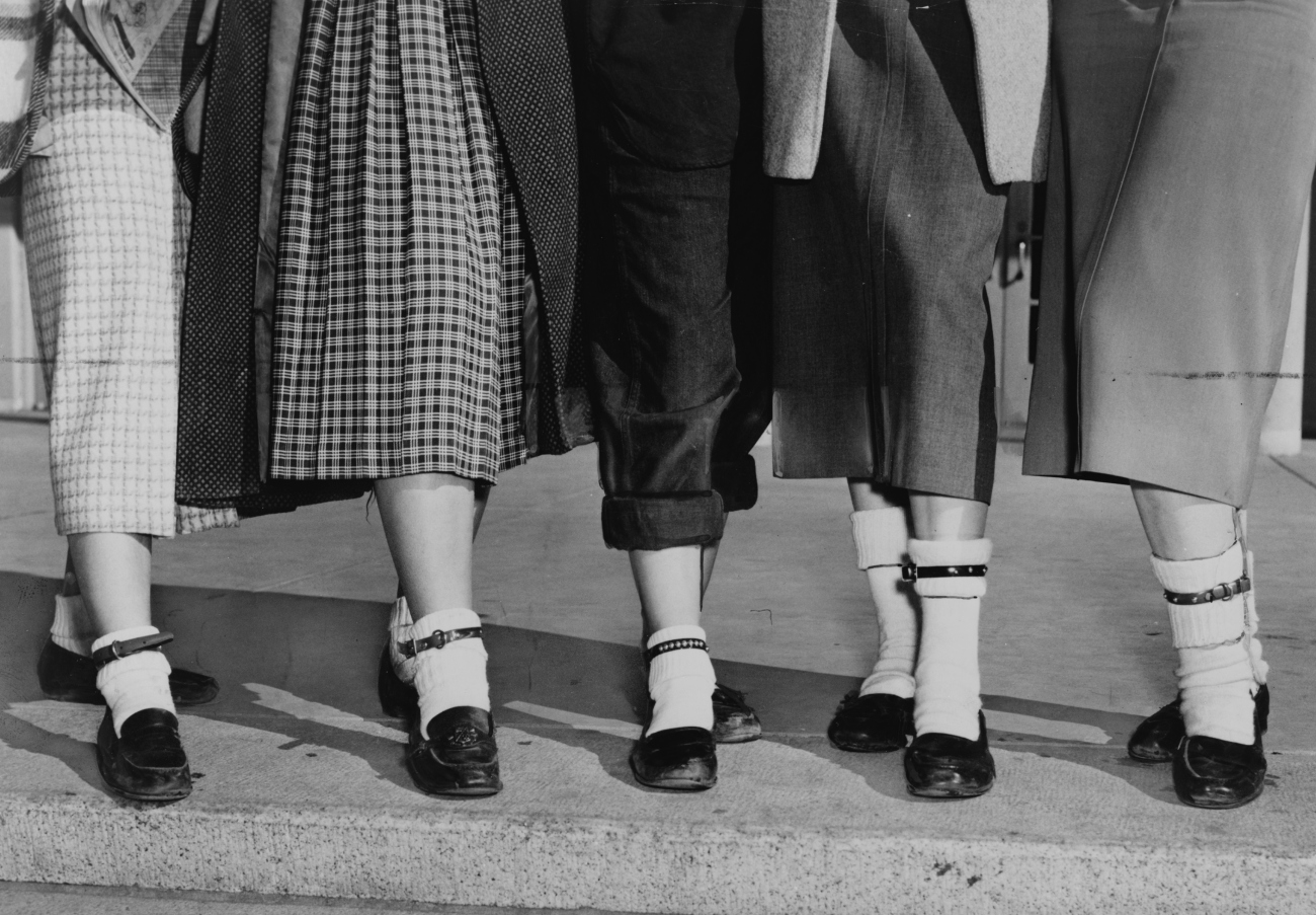 Teen Girls Wearing Collars Over Their Bobby Socks