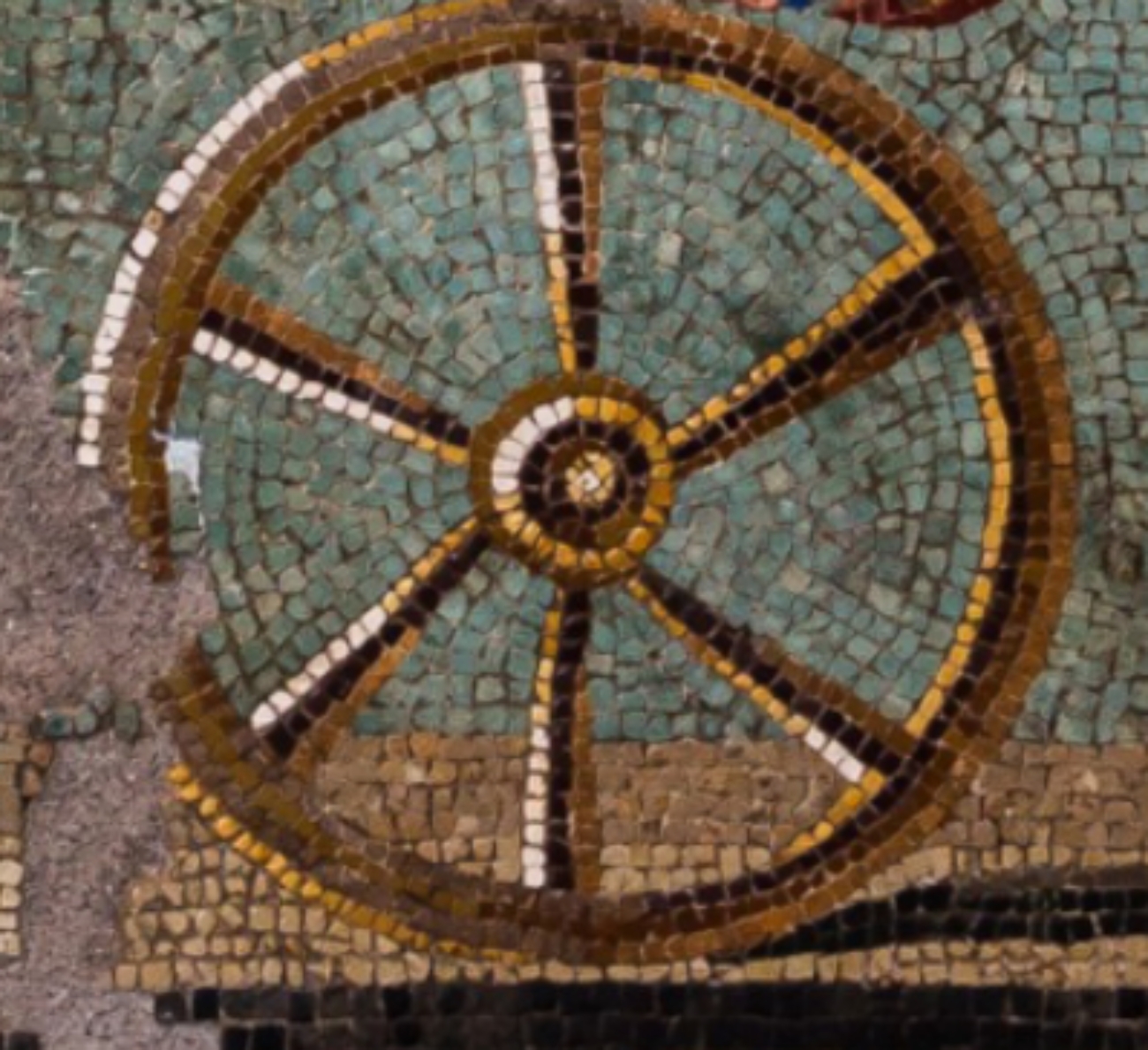Pompeii Memento Mori Mosaic Detail of Wheel