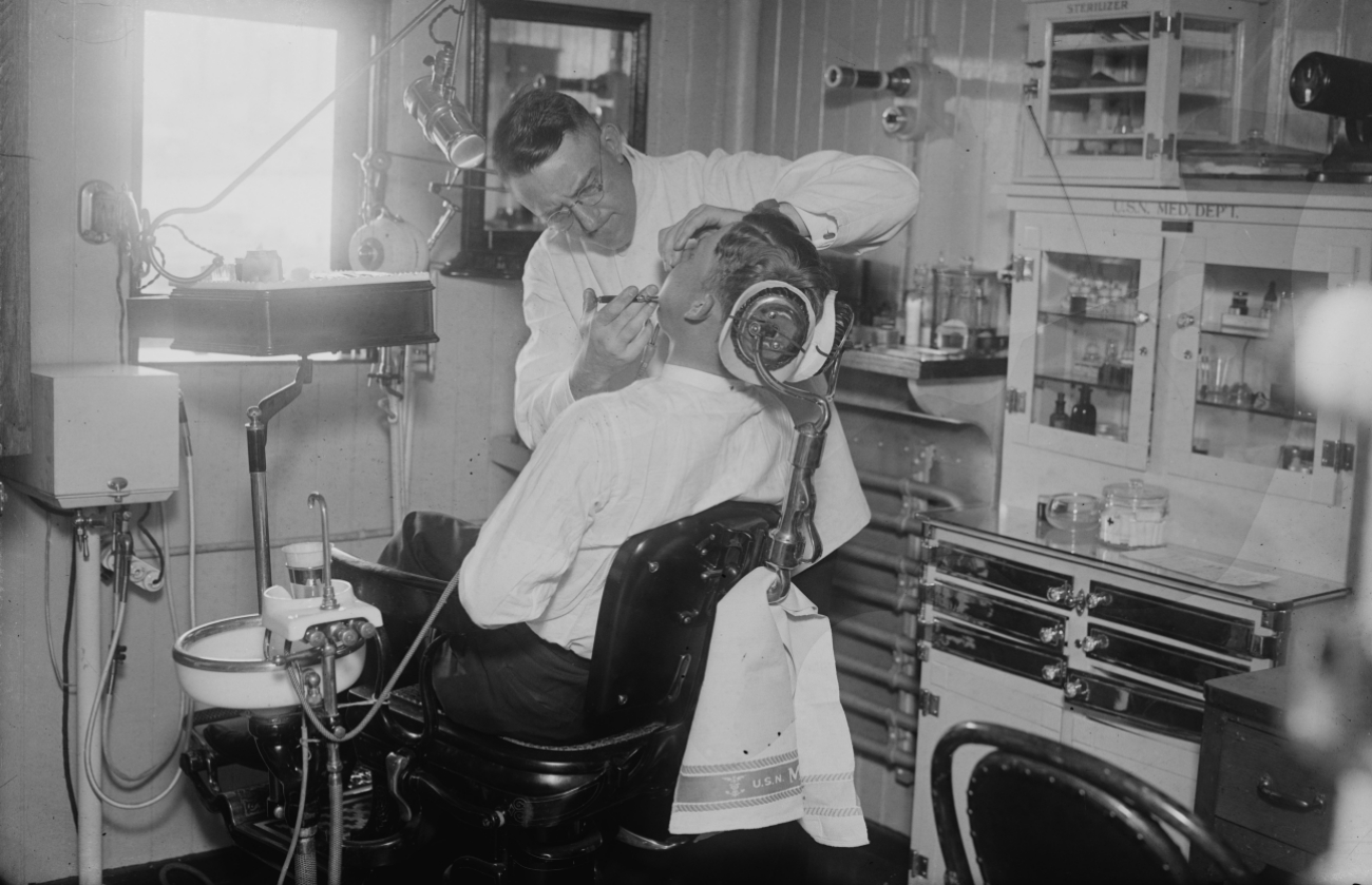 Dentist with Dental Equipment on Board USS Comfort 1910s