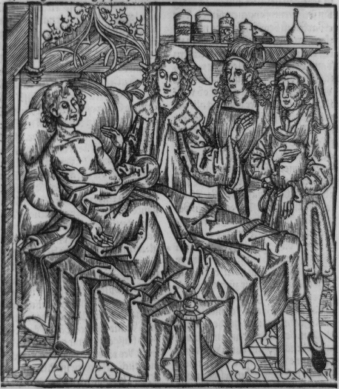 Plague Victim Depicted with 3 Doctors 16th Century