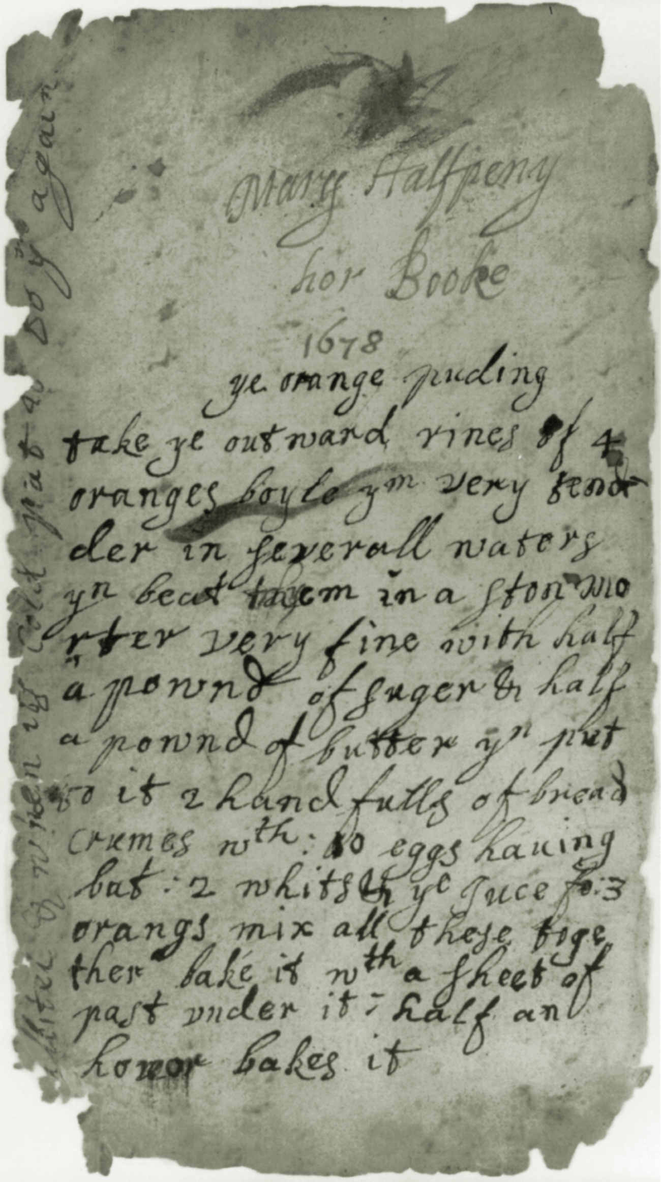 Recipe for Ye Orange Puding