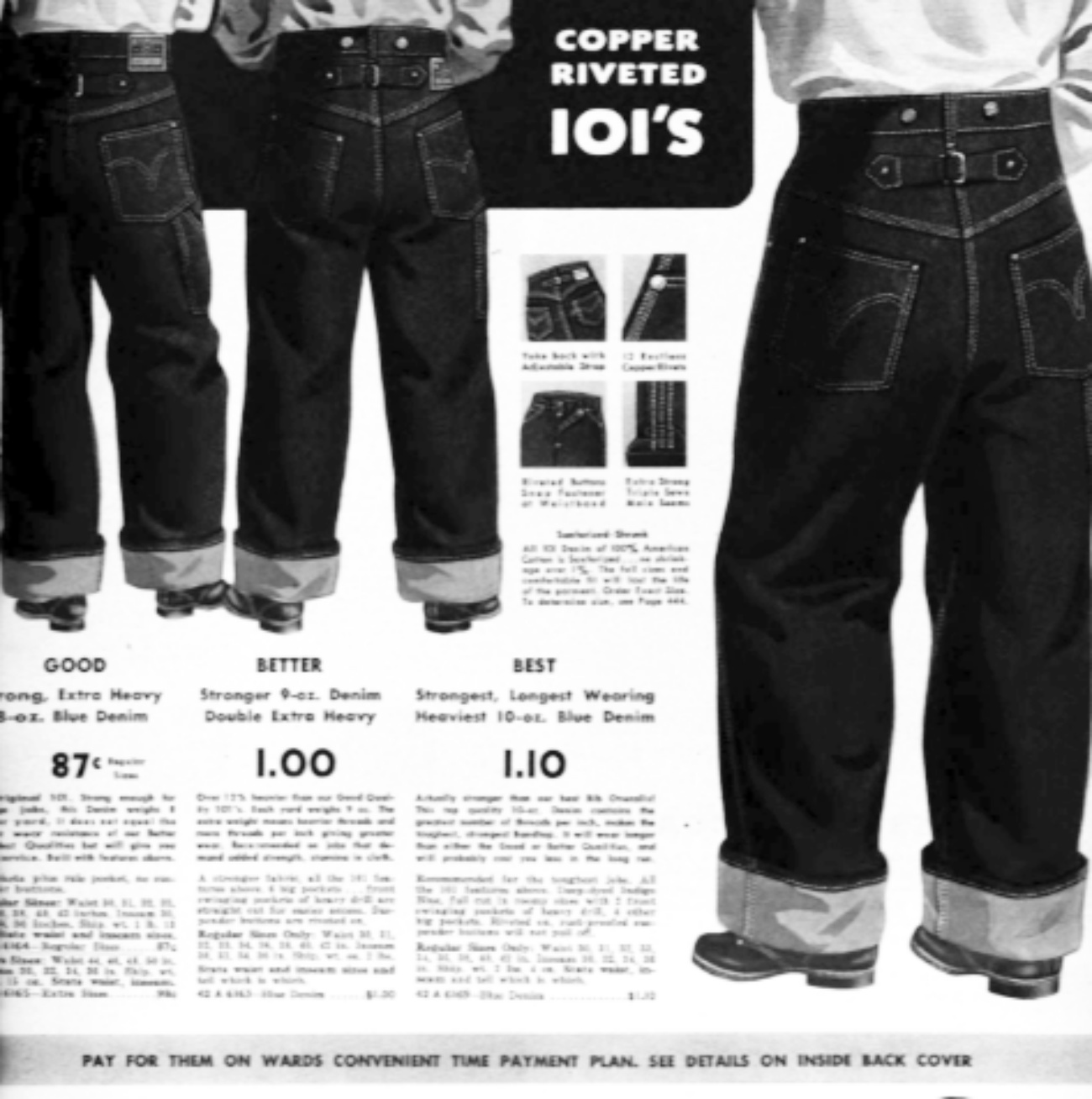 1941 Wards Catalog Mens Cuffed Jeans