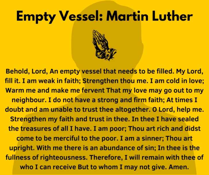 Empty Vessel Exploring the Impact of Martin Luther’s Great Prayer