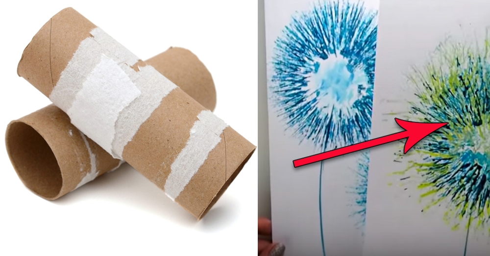 She Uses Toilet Paper Rolls For A Stunning Painting Technique! Crafty