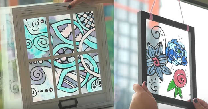 How to make Faux Stained Glass with Acrylic Paint and Glue