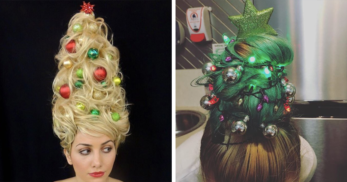 Easy Christmas Tree Hairstyle Tutorial  Girls Christmas Hairstyles HD Png  Download  726x8101042193  PngFind